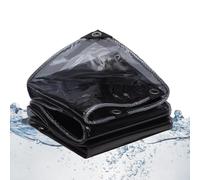 Telo Cerato Nero Trasparente Pesante, 2x3m 4x5m 6x7m 8x9m Telo Impermeabile con Occhielli, Copertura PVC Robusta e Semitrasparente per Patio Mobili da Giardino Serra Campeggio(4 x 8.5m)