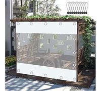 Telo Chiaro Bianco All'aperto Curtais, Telone Impermeabile In Pvc, Paels Laterali In Tela Persa Resistente Alle Intemperie Da 0,35 Mm Con Occhielli, Per Portico Del Patio , Wxh, 480x220cm(15.7*7.2ft)