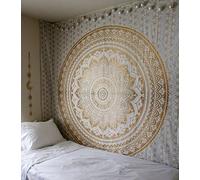 Telo con mandala hippie, arazzo bohémien in stile indiano, per decorare camere e dormitori, per il letto o da appendere alla parete, Poliestere, Giallo, 83*59"