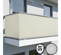 BAKAJI Telo Copertura Frangivista Frangivento per Ringhiera Protezione Balcone Dimensione 600 x 90 cm in Tessuto PVC Aggancio ad Occhielli Corda 24mt Inclusa (Beige)