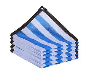 Telo Copertura In Rete 75%,Baldacchino Rettangolare Con Occhielli,Telo Ombreggiante Tessuto Per La Protezione Solare Strisce Bianche E Blu,Per Il Balcone Del Cortile Portico (6mx8m/19.7ftx26.3ft)