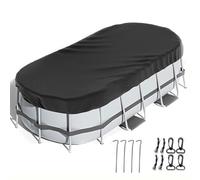 Telo Copertura Invernale Per Piscina Fuori Terra Ovale Resistente | Telo Di Protezione Anti-UV & Impermeabile Per Piscine Frame | Copertura Durevole Con Fissaggi Sicuri(12x21ft(366x640cm))
