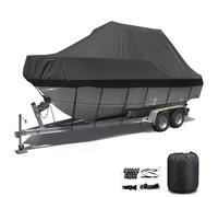 Telo Coperture per Barca Telo per Barca per Copertura Barca Impermeabile | 420D Oxford Tessuto Rimorchiabile Anti UV Telo per Copertura Consolle Barca Copri Barca(Black,12to14FT:450x230cm)
