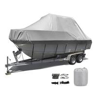Telo Coperture per Barca Telo per Barca per Copertura Barca Impermeabile | 420D Oxford Tessuto Rimorchiabile Anti UV Telo per Copertura Consolle Barca Copri Barca(Gray,16to18FT: 636x332cm)