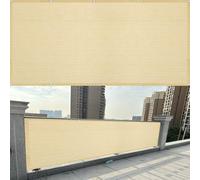 Telo Copri Balcone 145 x 350 cm Protezione Privacy, Anti-Uv, Resistente Al Vento Copri Ringhiera Balcone Antivento Facile da Montare per Giardino Terrazza, Giallo sabbia
