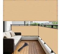 Telo Copri Balcone Ringhiera 1.6 x 7.5 m, HDPE 180G M²Protezione Della Privacy, Asciugatura Rapida e Antistrappo, Anti-Peeping, Protezione per Balcone Rete per, Giallo sabbia