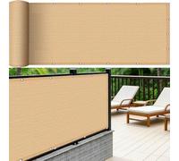 Telo Copri Ringhiera Balcone 4.1 x 6 m, All'Invecchiamento, Facile Installazione, Protezione, Antipolvere Privacy, Frangivento Privacy Copertura per Balcone, Giallo sabbia