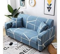 Telo Copridivano Geometria Bianca Blu Copridivano 3 Posti Spandex Telo Divano Antigraffio Gatto Lavabile Copridivani Elastici Elasticizzato Copri Divani Sofa Cover