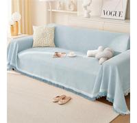 Telo Copridivano Grandi Waffle 1 2 3 4 Posti Copriletto Matrimoniale Multiuso Moderna Coperta Copridivano Reversibile Plaid Divano Mobili Protector Coperta Decorativa Divano (Blu Chiaro,90x180cm)