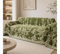 Telo Copridivano in Ciniglia Lavabile, Copridivano con Frange, Protezione Divano per Animali, Coperta Decorativa per Divano Angolare, Letto e Poltrona(Green,71”x102”(180x260cm))