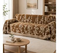 Telo Copridivano in Ciniglia Lavabile, Copridivano con Frange, Protezione Divano per Animali, Coperta Decorativa per Divano Angolare, Letto e Poltrona(Brown,71”x102”(180x260cm))