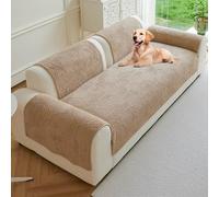 Telo Copridivano in Peluche 4 3 2 1 Posti con Penisola Copridivano Angolare, Telo Copridivano Antiscivolo Adatto per Cani E Animali Domestici Angolare Universale, Lavabile(Khaki,90x180cm)