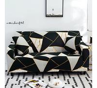 Telo Copridivano Triangolo Oro Nero Copridivano 3 Posti Spandex Telo Divano Antigraffio Gatto Lavabile Copridivani Elastici Elasticizzato Copri Divani Sofa Cover