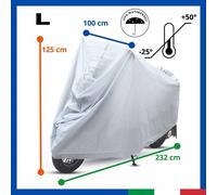 TELO COPRIMOTO "XL" MOTO SCOOTER 50cc 150 CON PARABREZZA E BAULETTO 246X105X127