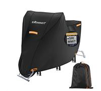 Telo Coprimoto da Esterno,Impermeabile,Telo Copri Moto in Tessuto Oxford 420D,con Finestra Trasparente per La Targa,4 Strisce Riflettenti,3 Fibbie Antivento,2 Fori Di Bloccaggio(XL 208 X 95X 125CM)