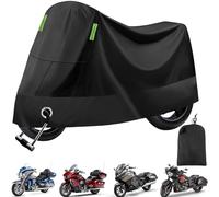 Telo Coprimoto Impermeabile Antifurto, 210D Tessuto Oxford, Copertura Moto con Nastro Cucitura e Fori Blocco, Resistente a Pioggia, Polvere, UV, per Moto, Scooter, Motorino, 245x105x125cm, Nero
