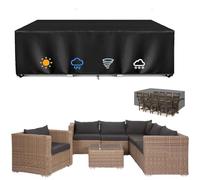 Telo Copritavolo Da Esterno - Copertura Mobili Da Giardino 260x100x90cm Copertura per Mobili Resistente 420d Oxford Tutte Le Taglie Copertura Tavolo Esterno Rettangolare Nero Telo Copertura Esterno