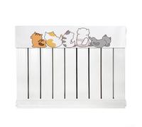 Telo copritermosifone in morbida flanella con scudo nero antifumo, tenda decorativa verticale per unità di riscaldamento domestico, motivo gatto su sfondo bianco, adatta per misure da 60 cm a 180 cm