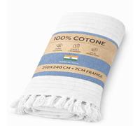 Telo Copritutto 100% Cotone Made in India 210x240 cm + Frange 7 cm - Copr Bianco