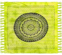 Telo Copritutto Arredo copriletto telo picnic multiuso matrimoniale 210x240 cm, BATIK 100% cotone indiano, stile indiano etnico, copridivano con stampa etnica piazzata. (VERDE, CERCHIO)