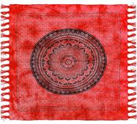 Telo Copritutto Arredo copriletto telo picnic multiuso matrimoniale 210x240 cm, BATIK 100% cotone indiano, stile indiano etnico, copridivano con stampa etnica piazzata. (ROSSO, CERCHIO)