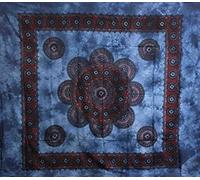 Telo Copritutto Arredo Grande Margherita Top 210x240 cm 100% Cotone Indiano Stampato (Blu)