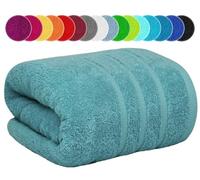 Telo da bagno extra large, 100 x 200 cm, da bagno di grandi dimensioni, XXL, super morbidi, 100% cotone egiziano, asciugamano da spiaggia avvolto nel corpo, 600 g/m² (colore celeste, 1)