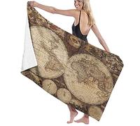 Telo da Bagno Grande Coperta Morbida, Mappa del Vecchio Mondo Disegnata nel 1720 Stile Nostalgico Arte Storico Atlante Design Vintage, Telo da Bagno Telo Mare per Viaggi in Hotel per Famiglie Nuoto Sp