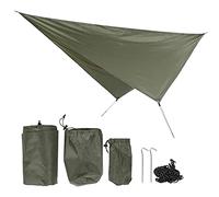 Telo da campeggio impermeabile 360x290 cm, tettoia a rombo multifunzionale, telo parasole da spiaggia con custodia, corde antivento e chiodi, per campeggio all'aperto, amaca, (OD Verde)