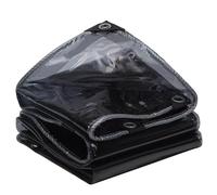 Telo da campeggio Resistente alle intemperie Lenzuolo nero traslucido pesante 400 g/m² PVC trasparente con occhielli Copertura in vetro morbido Giardino di casa Esterno - Telo da terra Antivento
