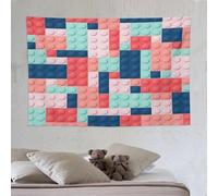Telo Da Parete Building Blocks Themed Digital Design Toy Dotted Matching Rectangles Print Tapestry Estetica Arazzo Da Parete Arte Muraria Arazzii Per Dormitorio Camera Da Letto Libreria L