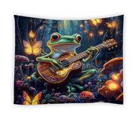 Telo Da Parete Funny Frog Cute Animal Mushroom Butterfly Wonderland Botanical Plant Rustic Decorazione Arazzo Non Sbiadisce Facilmente Per Dormitorio Camera Da Letto S