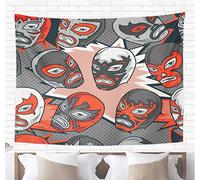 Telo Da Parete Mask Mexican Wrestler Luchador Seamless Vector Pattern Libre Lucha Wrestling Arazzo Non Sbiadisce Facilmente Tapestry Soffitto Arte Arazzii Per Libreria Dormitorio Universitario L