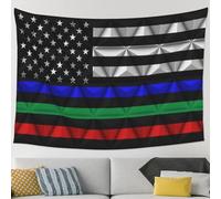 Telo Da Parete United States Thin Line Blue-Green-Red Flag Arazzo Soffitto Arte Arazzi Non Sbiadisce Facilmente Tapestry Per Soggiorno Camera Da Letto Libreria M