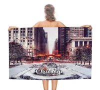 Telo da spiaggia ad asciugatura rapida, telo da bagno estivo da piscina, 129,5 x 78,7 cm, Chicago, paesaggio urbano, paesaggio urbano, telo da spiaggia, a prova di sabbia, leggero, resistente, da