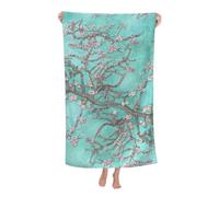 Telo da spiaggia blu con fiori di mandorla, teli da spiaggia in microfibra, coperta tropicale oversize, grande, extra large, teli da piscina, asciugatura rapida, antisabbia, per donne, ragazze e bamb