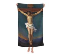 Telo da spiaggia Gesù Cristo sulla croce, teli da spiaggia in microfibra, coperta tropicale oversize, grande, extra large, teli da piscina, asciugatura rapida, antisabbia, per donne, ragazze e bambin