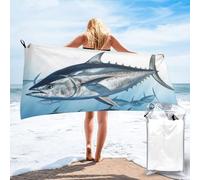 Telo da spiaggia oversize 31,5"x63" Asciugamani da bagno assorbenti ad asciugatura rapida senza sabbia Asciugamani da piscina in microfibra sottili e leggeri Asciugamano da spiaggia con tonno rosso