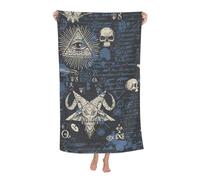 Telo da spiaggia retrò Massoneria e Satanismo Asciugamani da spiaggia in microfibra Coperta tropicale oversize Grande Extra Large XL Asciugamani da piscina Asciugatura rapida Antisabbia per donne Rag