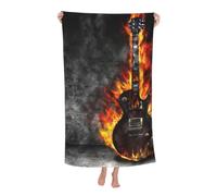 Telo da spiaggia The Burning Guitar, teli da spiaggia in microfibra, coperta tropicale oversize, grande, extra large, teli da piscina, asciugatura rapida, antisabbia, per donne, ragazze e bambini