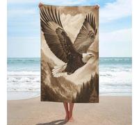 Telo da spiaggia vintage con aquila in volo in microfibra senza sabbia, grandi asciugamani da doccia multiuso assorbente per bagno piscina 130 x 80 cm