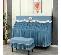 Telo di copertura completo per pianoforte inclusa la fodera per la sedia | Copertura completa per pianoforte antigraffio resistente polvere e umidità per soggiorno e studio(M,Stool cover one person)