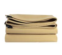 Telo di Copertura Impermeabile Beige Resistente per Campeggio, Giardino e mobili - Telo da Terra Pieghevole con Occhielli rinforzati (Misure: 2x5 m, 3x3 m, 4x4 m)