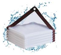 Telo di copertura impermeabile con occhielli, 3 x 4 m, in PVC trasparente, per balconi, antivento, sabbiera, esterno per mobili da giardino, telo trasparente per gabbia di conigli/giardino d'inverno