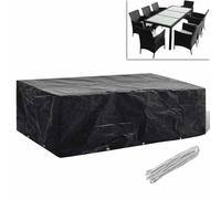 Telo di copertura impermeabile per mobili da giardino in polietilene con 10 occhielli in alluminio e corda, 300 x 140 x 90 cm, adatto per mobili da giardino in rattan e set di mobili da 8 persone.
