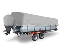 Telo di copertura per barche in pontoon, 520 - 610 cm, con cinghia regolabile antivento e custodia, 300D Oxford di qualità navale, impermeabile, resistente ai raggi UV, per barche