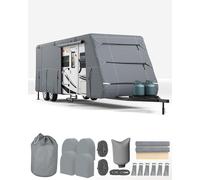 Telo Di Copertura Per Camper Resistente a 7 Strati - Impermeabile, Ai Raggi UV 2 Cinghie Antivento, 4 Copriruota, Protezione Il Timone, Toppe Riparazione Protezione Tutte Le Stagioni Adatto 24' 27'