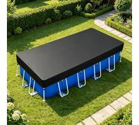 Telo di Copertura per Piscina Rettangolare 340 x 340 cm Resistente Agli UV Impermeabile Telone Impermeabile per Piscina Fuori Terra per Telaio Rettangolare per, Nero