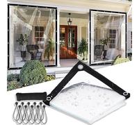 Telo di Copertura per Serra, teloni Trasparenti in PVC Resistenti 4x4 Piedi, con Occhielli e 1 Rotolo di Corde, Impermeabile, Antipolvere e antistrappo per Patio, Veranda