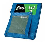 Ribimex Telo di Protezione Leggero Impermeabile 3x4 m in Polietilene, Occhielli in Alluminio, Resistente agli Agenti Atmosferici, Ideale per Uso Domestico e Campeggio - PRB06503X04